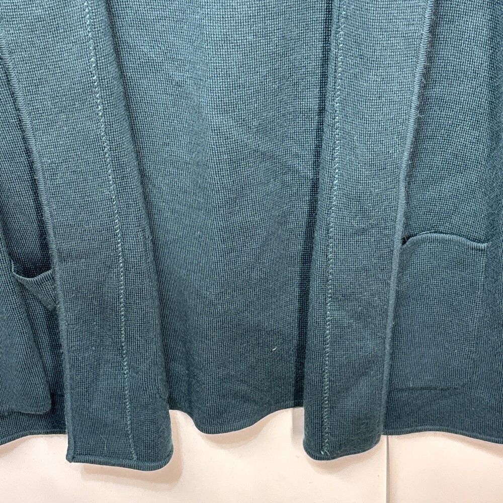Talbots womens Cardigan Open Blazer forest Green Large wool Blend Pockets long L - Picture 5 of 9